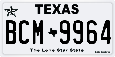 TX license plate BCM9964