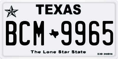 TX license plate BCM9965