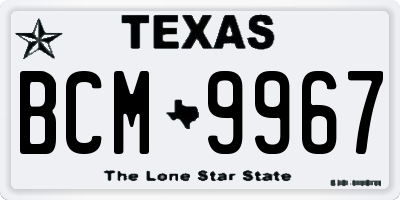 TX license plate BCM9967
