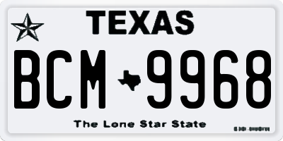 TX license plate BCM9968