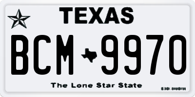 TX license plate BCM9970