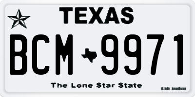TX license plate BCM9971