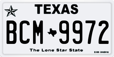 TX license plate BCM9972