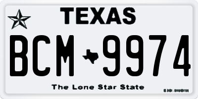 TX license plate BCM9974
