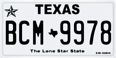 TX license plate BCM9978