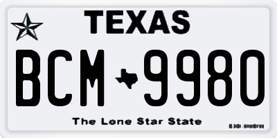 TX license plate BCM9980