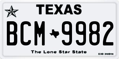 TX license plate BCM9982