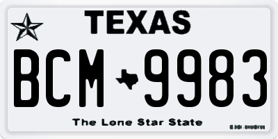 TX license plate BCM9983