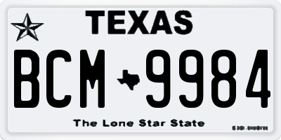 TX license plate BCM9984