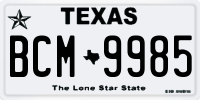 TX license plate BCM9985