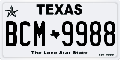TX license plate BCM9988