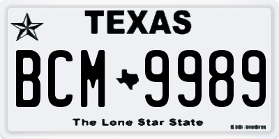 TX license plate BCM9989