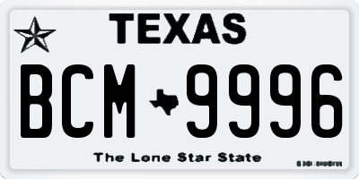 TX license plate BCM9996