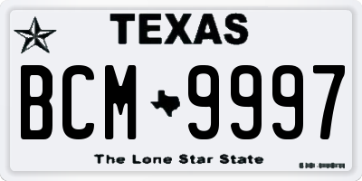 TX license plate BCM9997