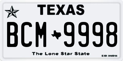 TX license plate BCM9998