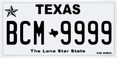 TX license plate BCM9999