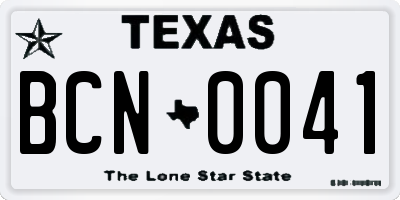 TX license plate BCN0041