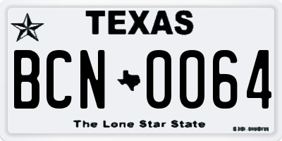 TX license plate BCN0064