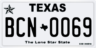 TX license plate BCN0069