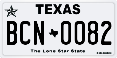 TX license plate BCN0082