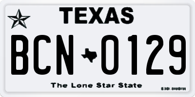 TX license plate BCN0129