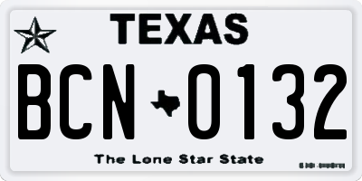 TX license plate BCN0132