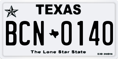 TX license plate BCN0140