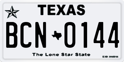 TX license plate BCN0144