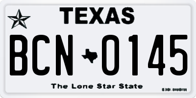 TX license plate BCN0145