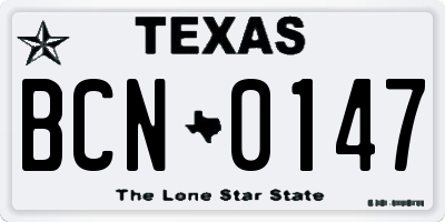 TX license plate BCN0147