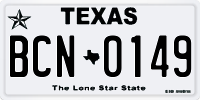 TX license plate BCN0149