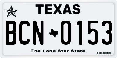 TX license plate BCN0153