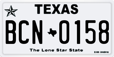 TX license plate BCN0158