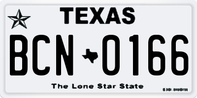 TX license plate BCN0166