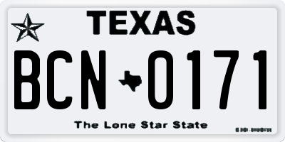 TX license plate BCN0171