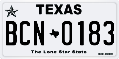 TX license plate BCN0183