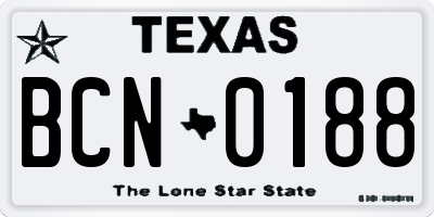 TX license plate BCN0188