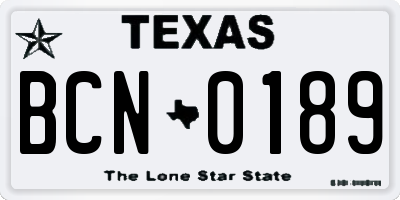 TX license plate BCN0189