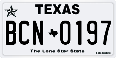 TX license plate BCN0197