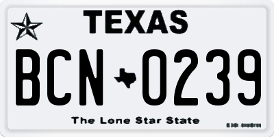TX license plate BCN0239