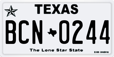 TX license plate BCN0244
