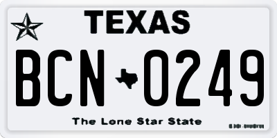 TX license plate BCN0249
