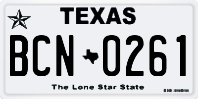 TX license plate BCN0261