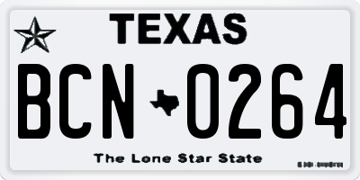 TX license plate BCN0264