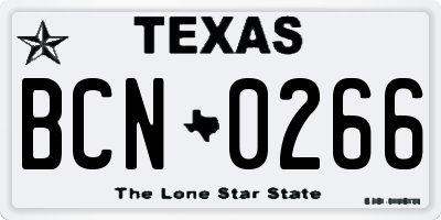 TX license plate BCN0266