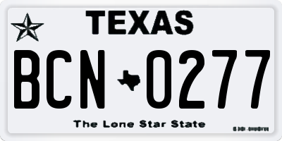 TX license plate BCN0277