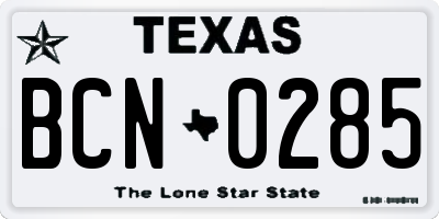 TX license plate BCN0285