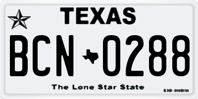 TX license plate BCN0288