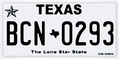 TX license plate BCN0293