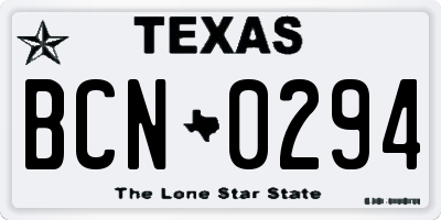 TX license plate BCN0294